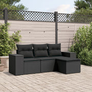 Loungeset 4-delig poly rattan zwart