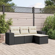 Loungeset 4-delig poly rattan zwart