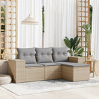 4-piece Lounge Set with Cushions Poly Rattan Beige