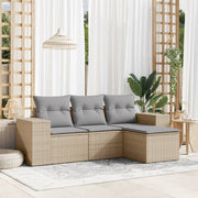 Loungeset 4-delig poly rattan beige