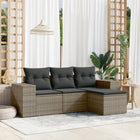 4-piece Lounge Set with cushions poly rattan grey