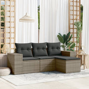 Loungeset 4-delig poly rattan grijs