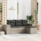4-piece Lounge Set with Cushions Poly Rattan Light Grey