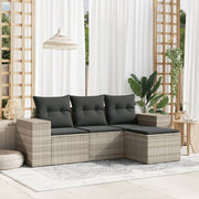 Loungeset poly rattan 4-delig lichtgrijs
