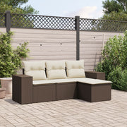 Loungeset 4-delig poly rattan bruin