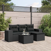 Loungeset 5-delig poly rattan zwart