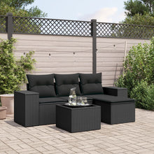 5-Delige Loungeset Met Kussens Poly Rattan Zwart