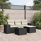 5-Piece Loungeset with Cushions Poly Rattan Black