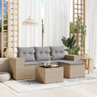 5-piece Loungeset with Cushions Poly Rattan Beige