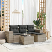 Loungeset 5-delig poly rattan lichtgrijs