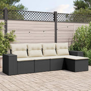 Loungeset 5-delig poly rattan zwart