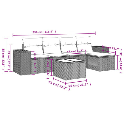 6-Delige Loungeset Met Kussens Poly Rattan Zwart