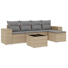 6-Delige Loungeset Met Kussens Poly Rattan Beige