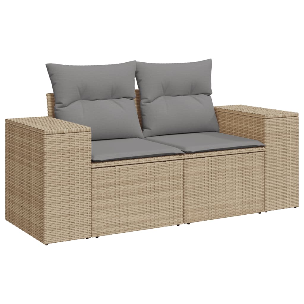 6-Delige Loungeset Met Kussens Poly Rattan Beige