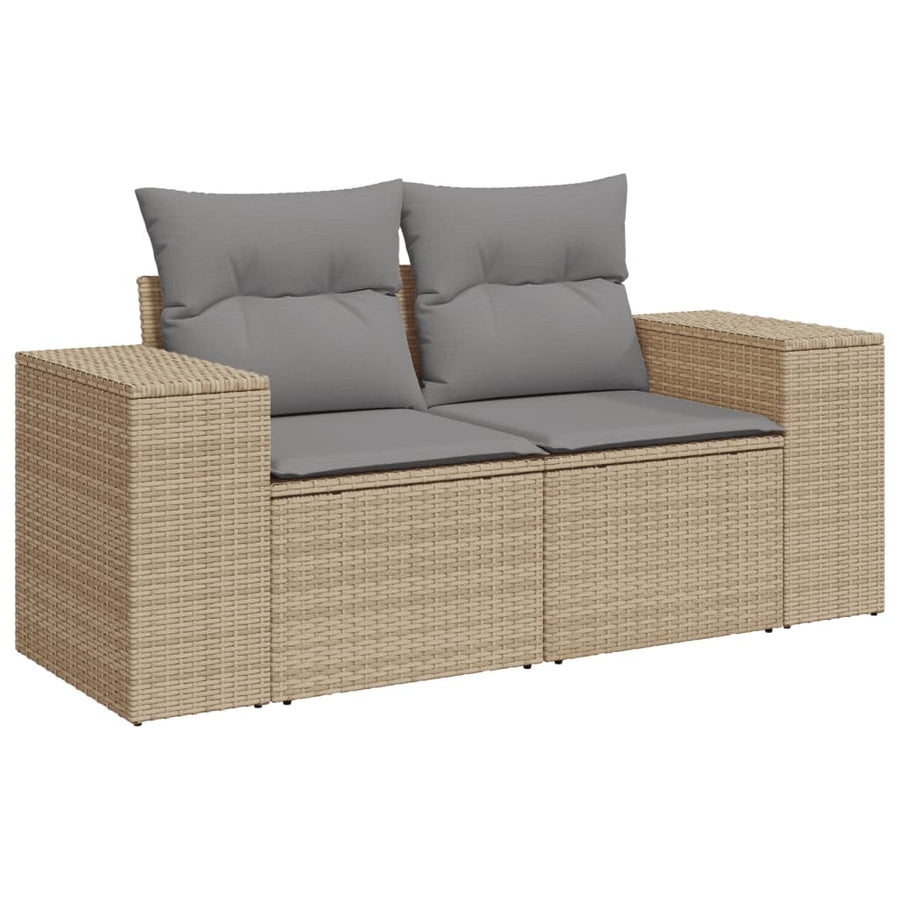 6-Delige Loungeset Met Kussens Poly Rattan Beige