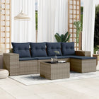 6-piece garden sofa set with cushions, gray poly rattan
