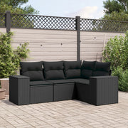 Loungeset 4-delig poly rattan zwart