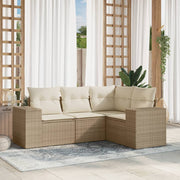 Loungeset 4-delig poly rattan beige