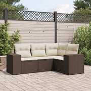 Loungeset poly rattan bruin 4-delig