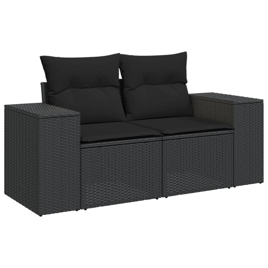 5-Delige Loungeset Met Kussens Poly Rattan Zwart