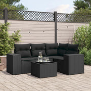 Loungeset 5-delig poly rattan zwart