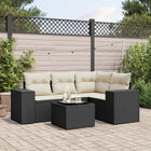 5-piece lounge set with cushions poly rattan black