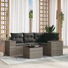 5-piece Lounge Set with cushions poly rattan grey