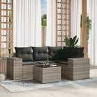 5-piece Lounge Set with cushions poly rattan light gray