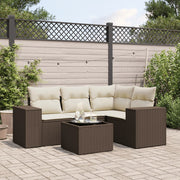 Loungeset poly rattan bruin 5-delig