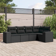 5-Piece Loungeset with Cushions Poly Rattan Black