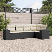 Loungeset 5-delig poly rattan zwart