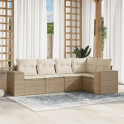 Loungeset 5-delig poly rattan beige