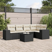 Loungeset 6-delig poly rattan zwart