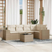 Loungeset poly rattan 6-delig beige