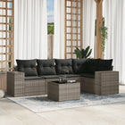 6-piece Lounge Set with Cushions Poly Rattan Grey