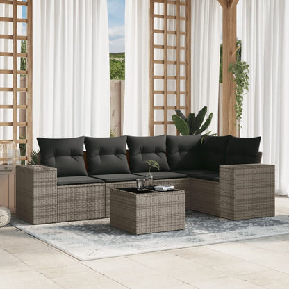 6-Delige Loungeset Met Kussens Poly Rattan Grijs
