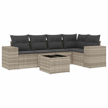 6-delige Loungeset met kussens poly rattan lichtgrijs