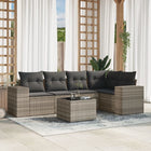 6-piece Lounge Set with cushions poly rattan light grey