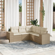 Loungeset poly rattan beige 5-delig