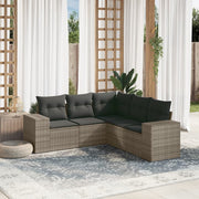 Loungeset 5-delig poly rattan grijs
