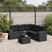 Loungeset 6-delig poly rattan zwart