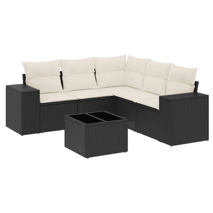 6-Delige Loungeset Met Kussens Poly Rattan Zwart