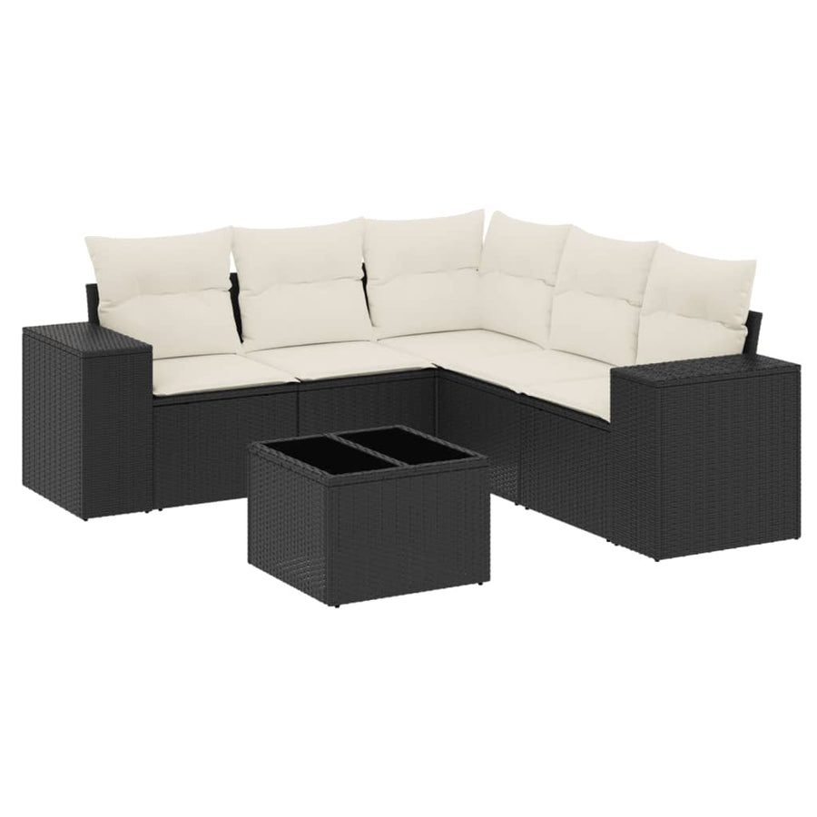 6-Delige Loungeset Met Kussens Poly Rattan Zwart