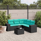6-piece garden lounge set with cushions black poly rattan