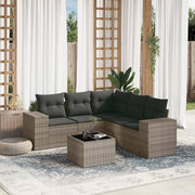 Loungeset 6-delig poly rattan grijs