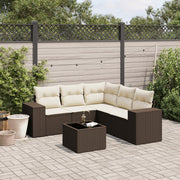 Loungeset 6-delig poly rattan bruin