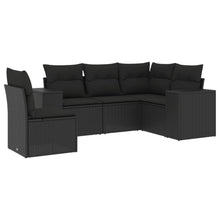 5-Delige Loungeset Met Kussens Poly Rattan Zwart