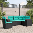 5-Piece Poly Rattan Garden Sofa Set with Cushions Black