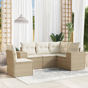 Loungeset 5-delig poly rattan beige