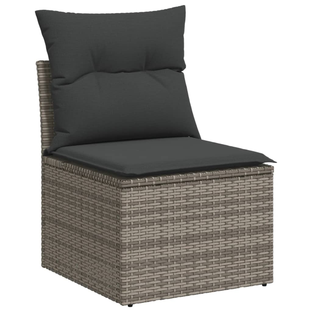 5-delige Loungeset met kussens poly rattan lichtgrijs